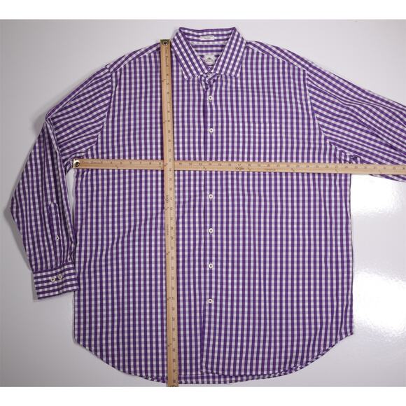 Peter Millar Purple White Gingham Check Seaside Finish Button Up Dress Shirt XXL - Picture 4 of 6